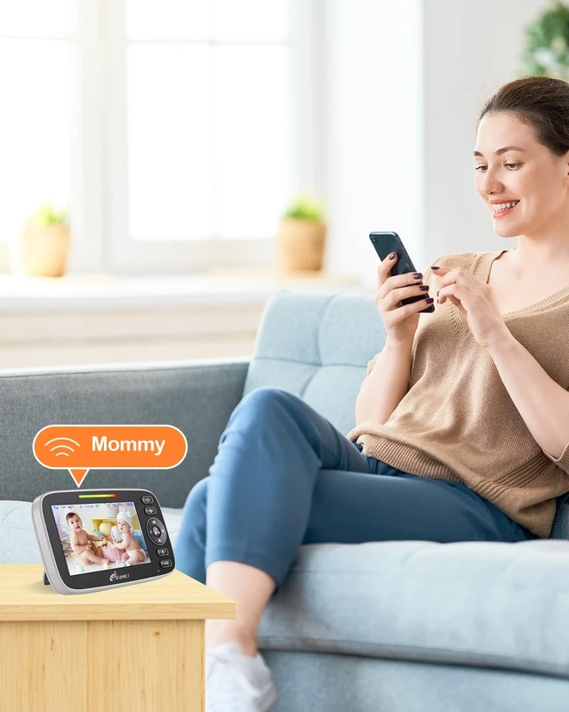 Alt view image 6 of 7 - 4.3" Split Screen Baby Monitor with 2 Cameras and Audio | Video Baby Monitor ,Long Range, Remote pan tilt, Night Vision, Temperature Sensor, Feeding Clock and lullabies