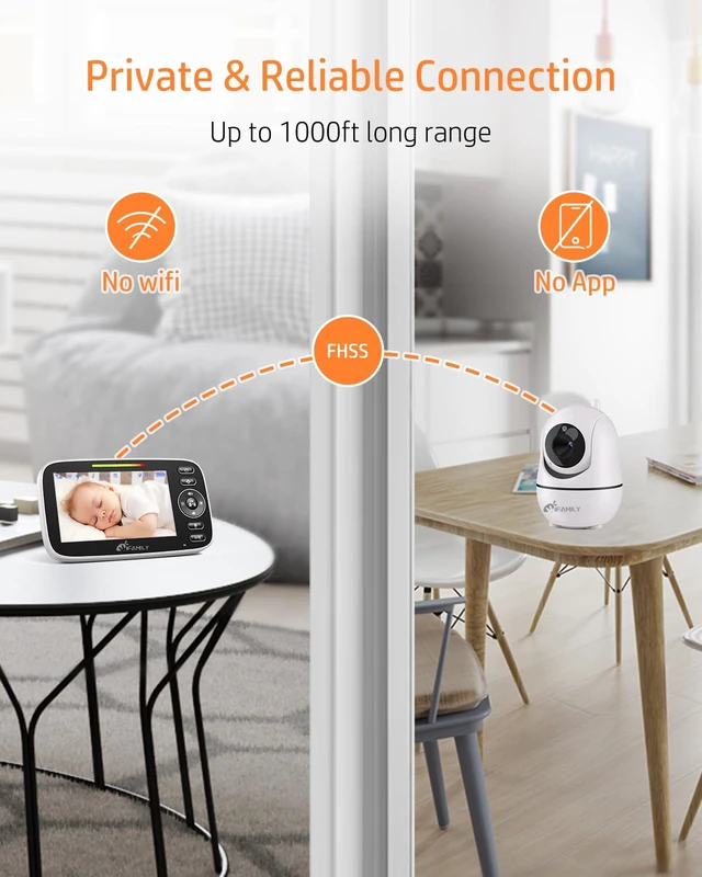 Alt view image 7 of 7 - 4.3" Split Screen Baby Monitor with 2 Cameras and Audio | Video Baby Monitor ,Long Range, Remote pan tilt, Night Vision, Temperature Sensor, Feeding Clock and lullabies