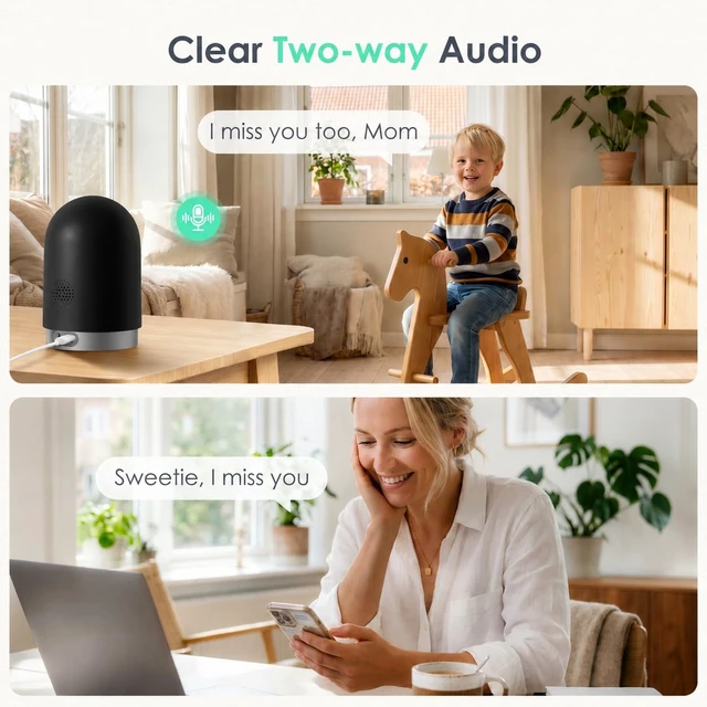 Alt view image 7 of 7 - 2K Indoor Camera, 5G/2.4G WiFi Cameras for Home Security/Pet Cam/Baby | 360° 5G Wi-Fi Baby Monitor & Pet Camera with Auto Tracking, 2-Way Audio, Night Vision, SD/Cloud, Alexa & Google Home
