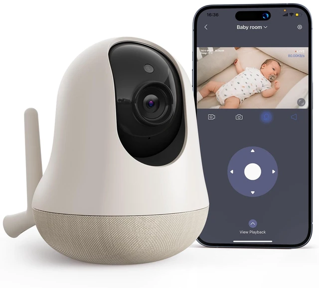 Main image of 2K Smart WiFi Baby Monitor with Camera and Audio, Smartphone App Control, Temperature Sensor, Motion & Cry Detection, IR Night Vision, 2-Way Talk, Cloud & SD Card Storage, Ideal for New Moms