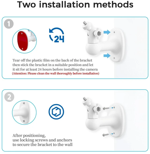 Alt view image 3 of 6 - 2Pcs Baby Monitor Wall Mount Compatible for HelloBaby HB6560/ HB6550/ HB65/ HB40/ HB6339/ HB66/ HB6550 Pro, ANMEATE, 360° Adjustable Camera Mount with Perfect View, Two Installation Methods