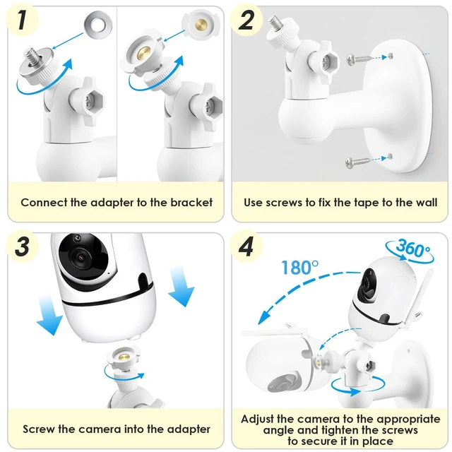 Alt view image 4 of 6 - 2Pcs Baby Monitor Wall Mount Compatible for HelloBaby HB6560/ HB6550/ HB65/ HB40/ HB6339/ HB66/ HB6550 Pro, ANMEATE, 360° Adjustable Camera Mount with Perfect View, Two Installation Methods