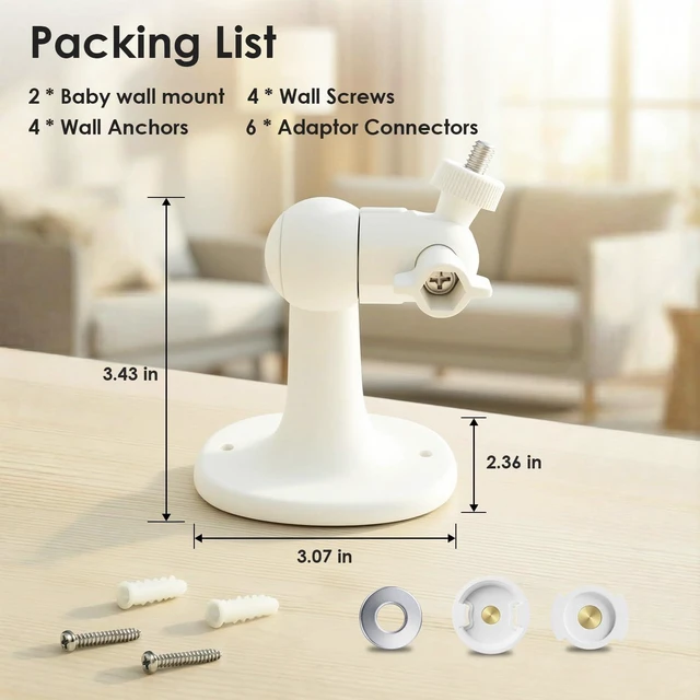 Alt view image 6 of 6 - 2Pcs Baby Monitor Wall Mount Compatible for HelloBaby HB6560/ HB6550/ HB65/ HB40/ HB6339/ HB66/ HB6550 Pro, ANMEATE, 360° Adjustable Camera Mount with Perfect View, Two Installation Methods