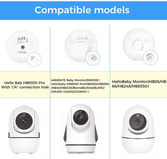 Alt view image 5 of 6 - 2Pcs Baby Monitor Wall Mount Compatible for HelloBaby HB6560/ HB6550/ HB65/ HB40/ HB6339/ HB66/ HB6550 Pro, ANMEATE, 360° Adjustable Camera Mount with Perfect View, Two Installation Methods