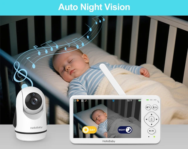 Alt view image 5 of 7 - Baby Monitor with Camera and Audio 6" Screen, 30H Battery 4000mAh | No WiFi, Night Vision, 2-Way Talk, Pan-Tilt-Zoom, ECO, 1000ft Long Range, Temp Display, Video Audio Monitor, Baby Elderly Pet