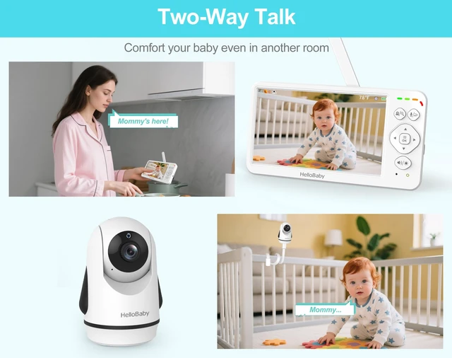 Alt view image 6 of 7 - Baby Monitor with Camera and Audio 6" Screen, 30H Battery 4000mAh | No WiFi, Night Vision, 2-Way Talk, Pan-Tilt-Zoom, ECO, 1000ft Long Range, Temp Display, Video Audio Monitor, Baby Elderly Pet