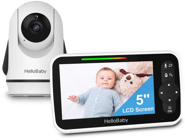 Main image of 5" No WiFi Baby Monitor with Camera and Audio, 30Hr Battery Life | ECO Mode, Infrared Night Vision, Remote Pan-Tilt-Zoom Camera, 2-Way Talk, 8 Lullabies, Temperature Monitoring, 1000ft Range