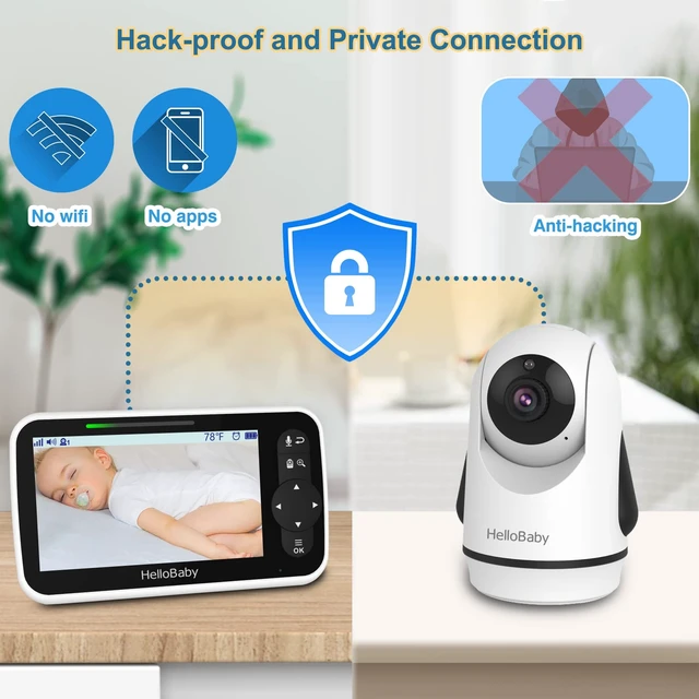Alt view image 4 of 7 - 5" No WiFi Baby Monitor with Camera and Audio, 30Hr Battery Life | ECO Mode, Infrared Night Vision, Remote Pan-Tilt-Zoom Camera, 2-Way Talk, 8 Lullabies, Temperature Monitoring, 1000ft Range