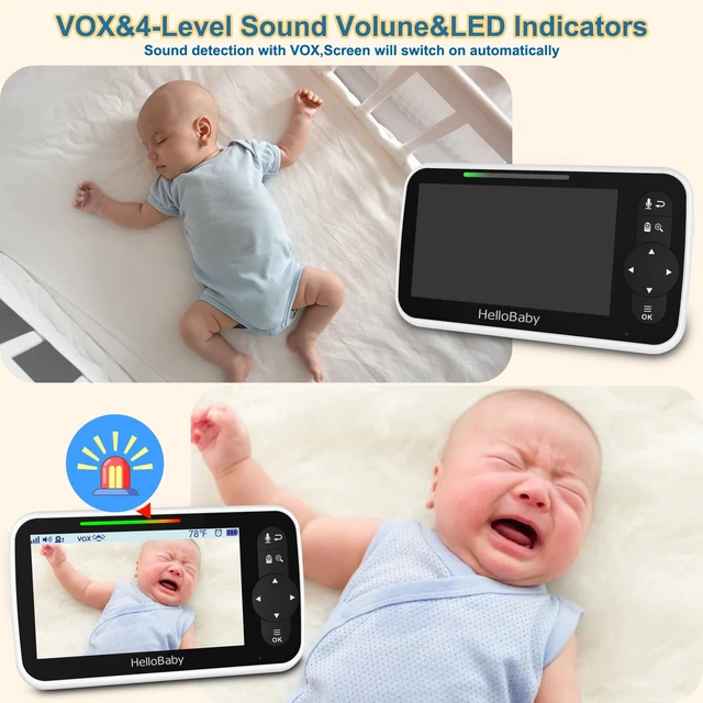 Alt view image 7 of 7 - 5" No WiFi Baby Monitor with Camera and Audio, 30Hr Battery Life | ECO Mode, Infrared Night Vision, Remote Pan-Tilt-Zoom Camera, 2-Way Talk, 8 Lullabies, Temperature Monitoring, 1000ft Range