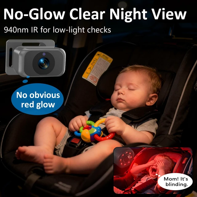 Alt view image 4 of 7 - Dual Baby Car Camera for 2 Kids: 6.9" Large Split-Screen with 2-Camera | Easy Install with Cable Clips for Neat Wiring for SUVs Minivans - Invisible HD 1080P IR Night Vision for Twins & Two Babies
