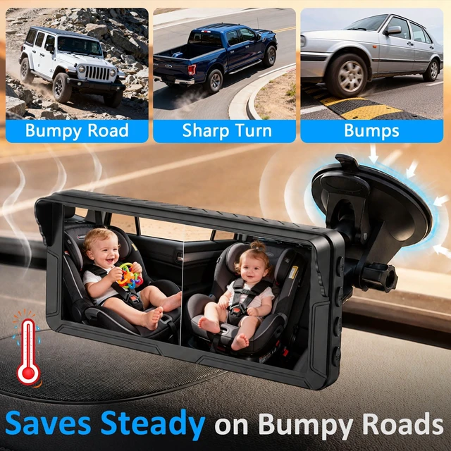 Alt view image 7 of 7 - Dual Baby Car Camera for 2 Kids: 6.9" Large Split-Screen with 2-Camera | Easy Install with Cable Clips for Neat Wiring for SUVs Minivans - Invisible HD 1080P IR Night Vision for Twins & Two Babies