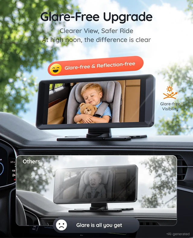 Alt view image 3 of 7 - Dual Car Camera Baby Monitor for 2 Kids 7.2" HD 1080P Split Screen | Auto IR Night Vision,Easy Setup Car Seat Camera for Infant Pet Safety, Baby Car Mirror Rear Facing BV3 (White)