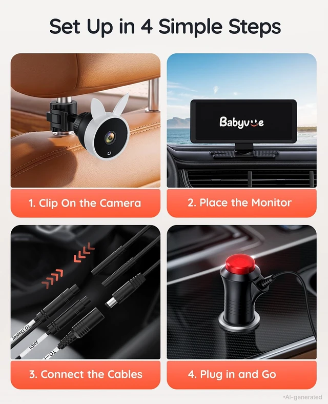 Alt view image 6 of 7 - Dual Car Camera Baby Monitor for 2 Kids 7.2" HD 1080P Split Screen | Auto IR Night Vision,Easy Setup Car Seat Camera for Infant Pet Safety, Baby Car Mirror Rear Facing BV3 (White)