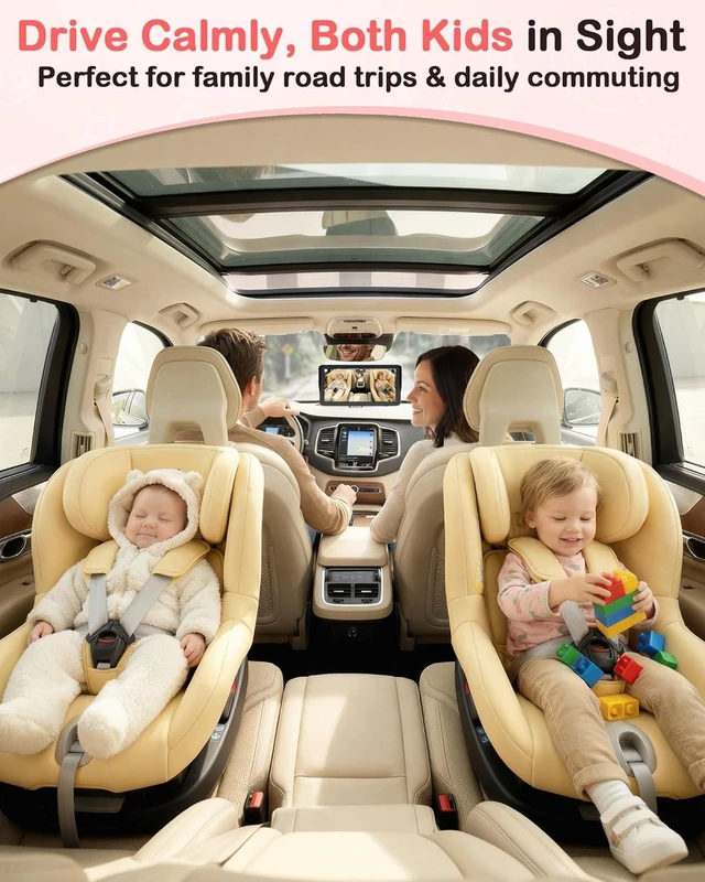 Alt view image 6 of 7 - Dual Baby Car Camera HD 1080P: 6.9" Split-Screen Monitor for 2 Kids & Twins | USB Easy Install Ideal for SUV Minivan - Auto Night Vision 150° Wide View Great Carseat Camera Quality