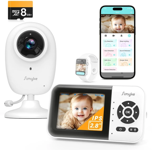 Main image of AI Baby Monitor with 8G SD Card,Smart Camera with Smartphone App | Dual Mode,High Definition Wireless,2.8'' IPS Display,Face Tracking&Sound Detection,Kid Room Security