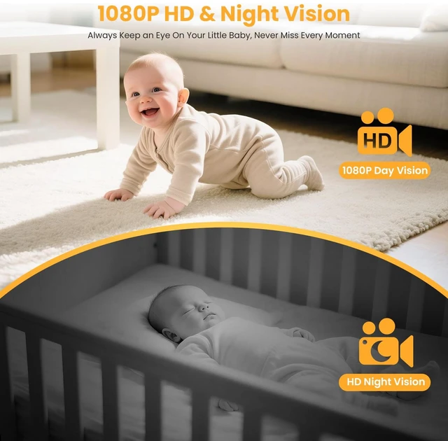 Alt view image 5 of 7 - AI Baby Monitor with 8G SD Card,Smart Camera with Smartphone App | Dual Mode,High Definition Wireless,2.8'' IPS Display,Face Tracking&Sound Detection,Kid Room Security