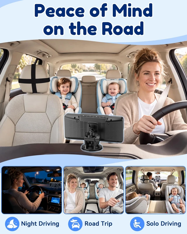 Alt view image 6 of 7 - 1296P Dual Baby Car Camera for 2-Kids: 6.9" Large Split-Screen for Two-Seat | Cable Clips for Clutter-Free Wiring, HD Clear Day & Night View, USB Plug-Play Easy Install for Multiple-Child Parents