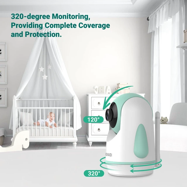 Alt view image 7 of 7 - 6" IPS Screen Baby Monitor with Camera and Audio, Pan-Tilt-Zoom | 30-Hour Battery, 1000ft Range Baby Monitor No WiFi, Night Vision, 2-Way Talk, Home Security Camera, Temperature, 8 Lullabies