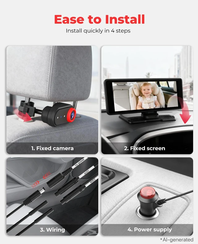Alt view image 6 of 7 - BM5PRO Dual Baby Car Camera, 7.2" 1080P Monitor | Split Screen for Two Kids, Auto IR Night Vision And 360° Headrest Mount Help Keep Family Road Trips Calm