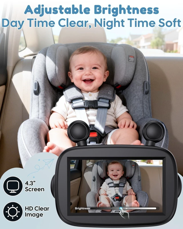 Alt view image 5 of 7 - HD 1080P Baby Car Camera - Clear Night Vision Brightness Adjustment Monitor | 5 Mins Easy Install 150° Wide Angle for Full Backseat View Fits Most Cars,SUVs,Trucks