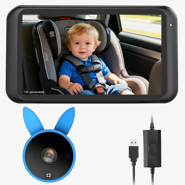 Main image of USB Baby Car Camera Backseat Monitor | 1080P HD Wide Angle Easy Install, Auto IR Night Vision, 360° Rotating Car Seat Mirror for Rear-Facing,Fits Cars/SUVs/Trucks