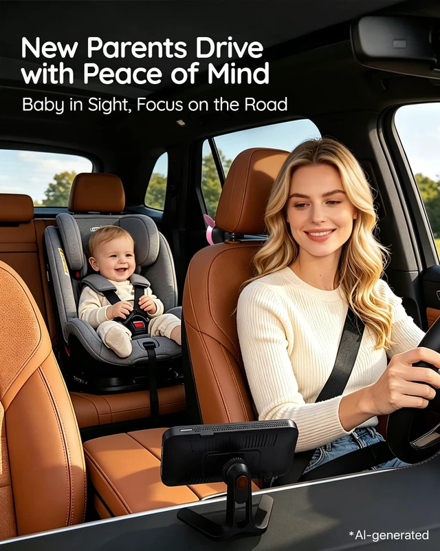 Alt view image 2 of 7 - Baby Car Camera Backseat Monitor USB Power | Wide Angle 1080 HD Night Vision Camera with 360° Rotation, Rear Facing Car Seat Monitor for Kids Toddlers & Pet SafetyPink