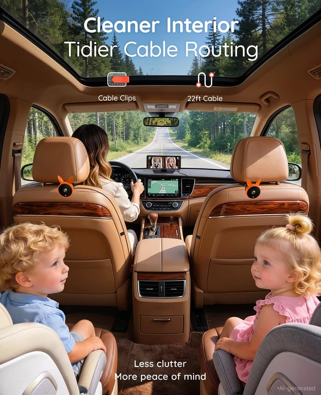 Alt view image 4 of 7 - BV3PRO Dual Car Camera Baby Monitor, 7.2" 1080P Split Screen | IR Night Vision, Easy Setup and Adjustable Brightness Help Monitor Two Kids and Pets in Rear-Facing Seats