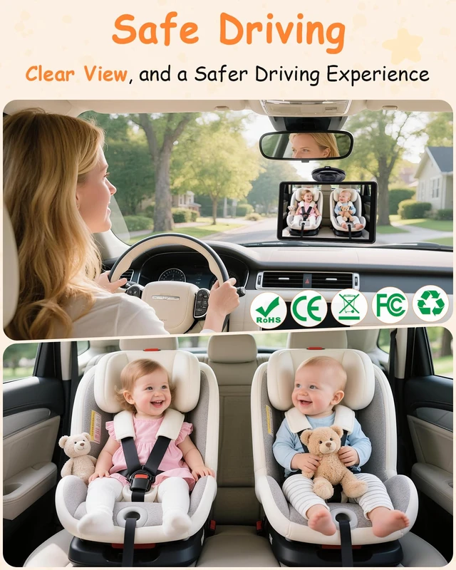 Alt view image 7 of 7 - Baby Car Camera 7.2-Inch Monitor: 1080P HD Rear Facing Infant | Backseat Camera with Night Vision 360° Rotation Wide Angle USB Plug & Play Anti-Glare Screen for Safe Driving F25