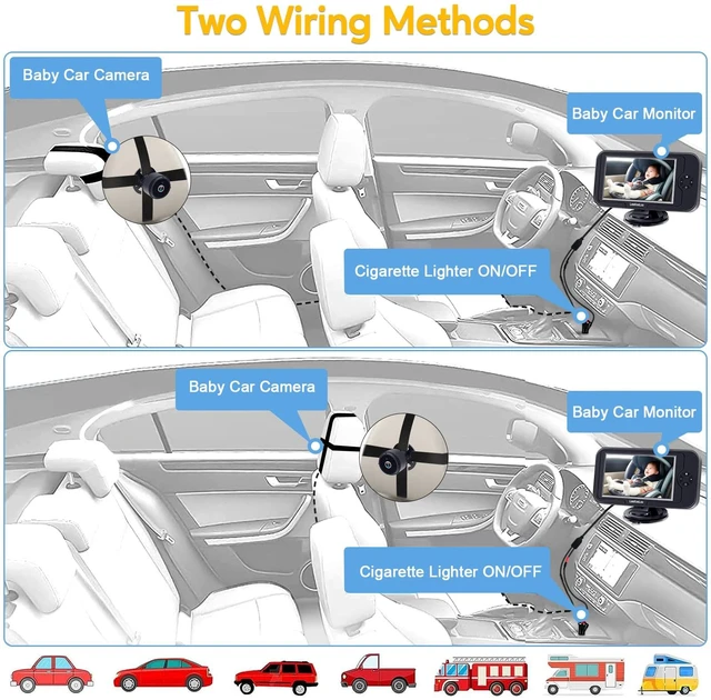 Alt view image 6 of 7 - Baby Car Camera for Backseat 1080P - Plug and Play HD Crystal Night Vision | Easy to Install 360° Rotation Wide View Angle Protect Baby's Eye - Rear Facing Carseat Camera for Newborn Infant Kids