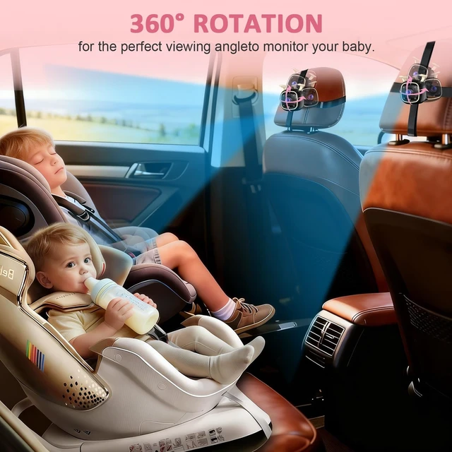 Alt view image 5 of 7 - Baby Car Camera for Twins HD 1080P Dual Rear Facing Infant Monitor 7 Inch Ultrawide Display 940nm Night Vision Car Seat Camera for 3 Row SUVs