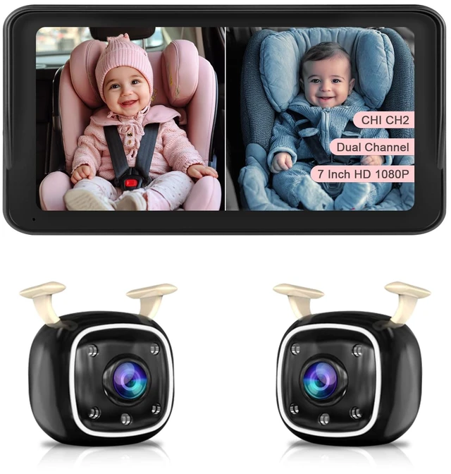 Main image of Baby Car Camera for Twins HD 1080P Dual Rear Facing Infant Monitor 7 Inch Ultrawide Display 940nm Night Vision Car Seat Camera for 3 Row SUVs