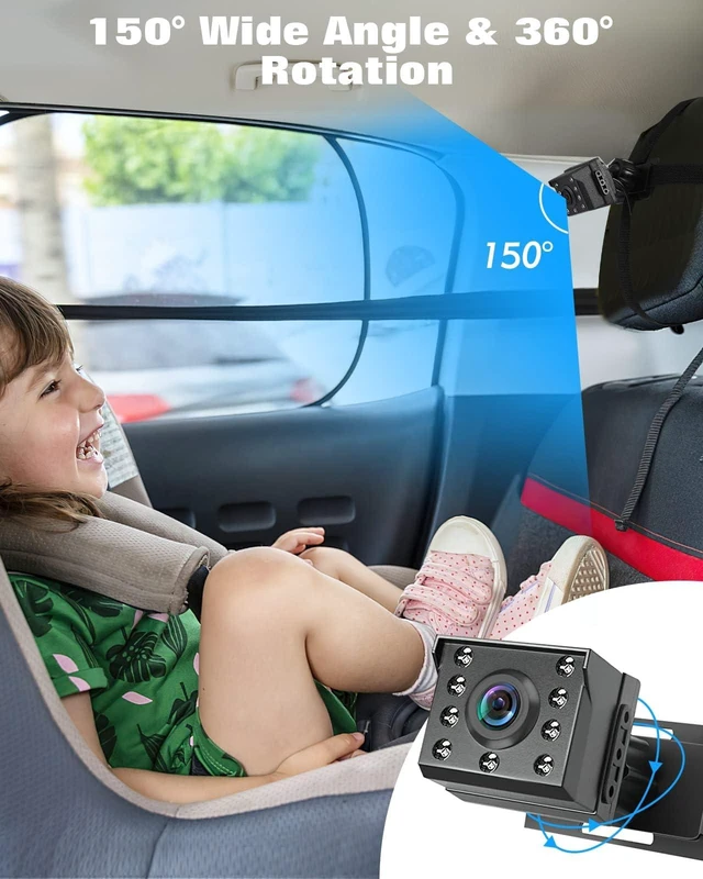 Alt view image 4 of 7 - Baby Car Camera with HD Night Vision 1080P, 4.3" Rear Facing Car Seat Mirrors Camera for Baby Pet, 150°Wide View Angle, 360°Rotation