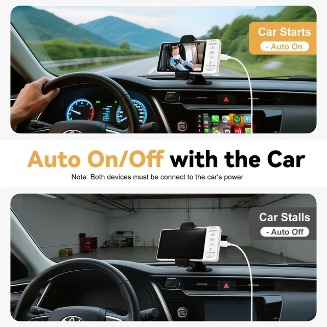 Alt view image 3 of 7 - Wireless Baby Car Camera Monitor Auto On/Off No Wifi | 2000mAh Camera 6H Runtime, 3500mAh Monitor 12.5H, Dual-Mode for Car/Home, Night Vision, Temp Alarm, VOX Mode, for New Parents