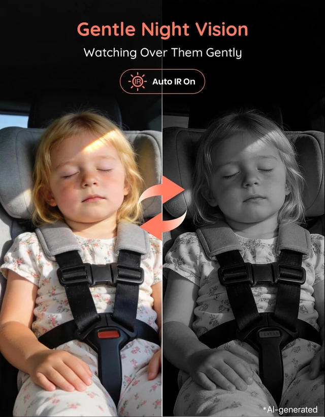 Alt view image 4 of 7 - BV5 Baby Car Camera, 5.2" 1080P Monitor for Large Vehicles | Dual USB Power, IR Night Vision and Easy Install Help Monitor Rear-Facing Infants and Toddlers in Larger Cars