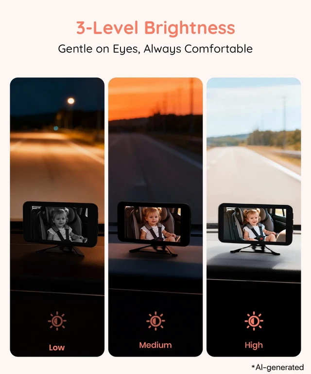 Alt view image 6 of 7 - BV5 Baby Car Camera, 5.2" 1080P Monitor for Large Vehicles | Dual USB Power, IR Night Vision and Easy Install Help Monitor Rear-Facing Infants and Toddlers in Larger Cars