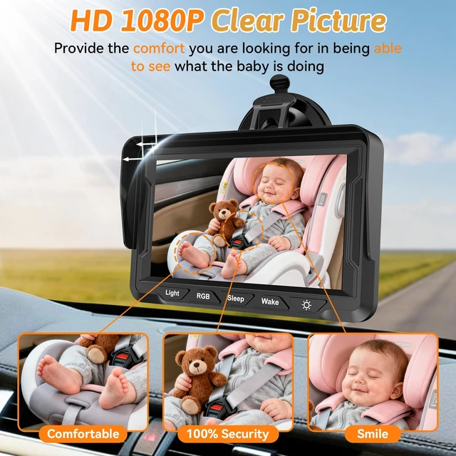 Alt view image 3 of 7 - HD 1080P Baby Car Camera: Clear Picture Day Night, 150° Wide View | Various Lighting to Captivate Kids, Peace of Mind for Daily Commute & Road Trip, 3 Mins Easy Install for Solo-Driving Parent