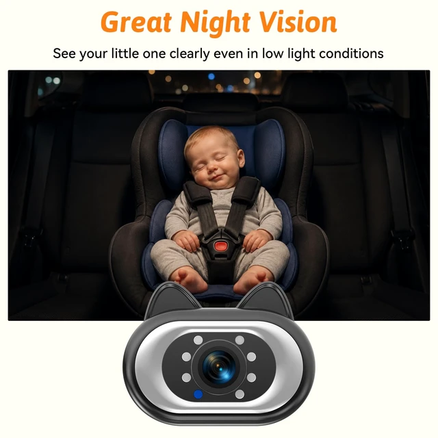 Alt view image 4 of 7 - HD 1080P Baby Car Camera: Clear Picture Day Night, 150° Wide View | Various Lighting to Captivate Kids, Peace of Mind for Daily Commute & Road Trip, 3 Mins Easy Install for Solo-Driving Parent