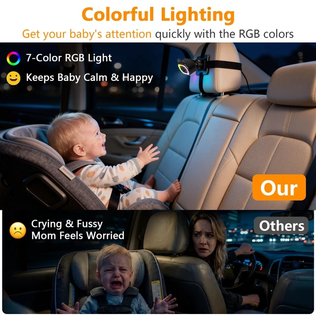 Alt view image 7 of 7 - HD 1080P Baby Car Camera: Clear Picture Day Night, 150° Wide View | Various Lighting to Captivate Kids, Peace of Mind for Daily Commute & Road Trip, 3 Mins Easy Install for Solo-Driving Parent