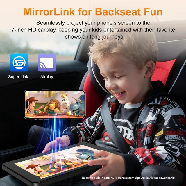 Alt view image 4 of 7 - Baby Car Camera with 7" Wireless CarPlay Screen -Supports Apple CarPlay & Android Auto, 1080P IR Night Vision car Camera for Babys, HD Touchscreen Baby Monitor with Split Display, Plug-and-Play