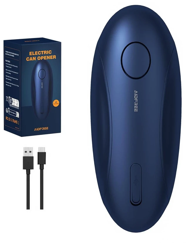 Main image of Automatic Electric Can Opener for Seniors for Kitchen:Anyone can Hands Free,One Touch Opener,Durable Blades,Rechargeable, Smooth Edge, Lightweight Small Size, Blue