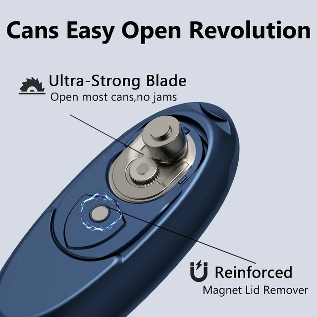 Alt view image 2 of 7 - Automatic Electric Can Opener for Seniors for Kitchen:Anyone can Hands Free,One Touch Opener,Durable Blades,Rechargeable, Smooth Edge, Lightweight Small Size, Blue