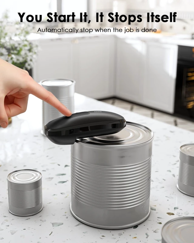 Alt view image 2 of 6 - Core Electric Can Opener_One Touch Auto Stop, 4 AA Battery Powered | Handsfree Smooth Edge Can Opener for kitchen, Easy for Seniors with Arthritis, Food Safe, for Small / Large Cans, Black