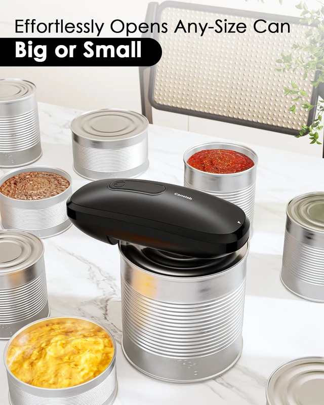 Alt view image 3 of 6 - Core Electric Can Opener_One Touch Auto Stop, 4 AA Battery Powered | Handsfree Smooth Edge Can Opener for kitchen, Easy for Seniors with Arthritis, Food Safe, for Small / Large Cans, Black
