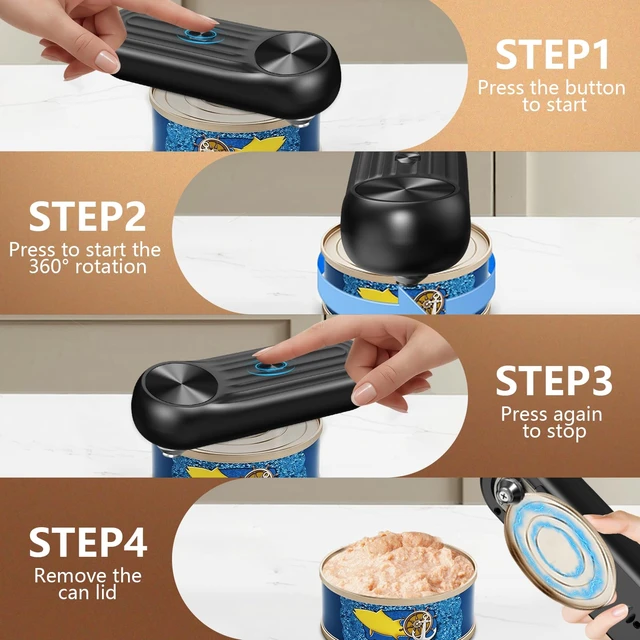 Alt view image 4 of 7 - Electric Can Opener, One Touch Automatic Can Opener for Seniors, Rechargeable Cordless Can Openers, AutoStop Smooth Edge Lid Cutter, Fits All Can Sizes, Food Safe Kitchen Gadget for Arthritis