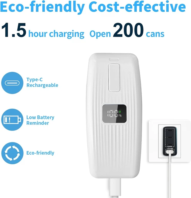 Alt view image 3 of 7 - Electric Can Opener with LED Display, Can Opener Electric for Seniors | One-Touch USB Rechargeable Battery Automatic Can Opener for Kitchen or Arthritis, Hands-Free, Smooth Edge, Compact, Cordless
