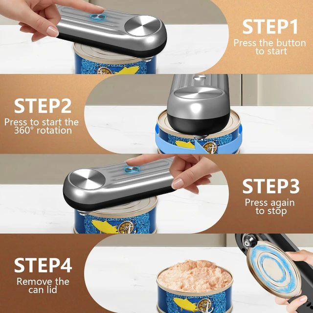 Alt view image 4 of 7 - Can Opener, One Touch Automatic Can Opener for Seniors, Rechargeable Cordless Can Openers, AutoStop Smooth Edge Lid Cutter, Fits All Can Sizes, Food Safe Kitchen Gadget for Arthritis