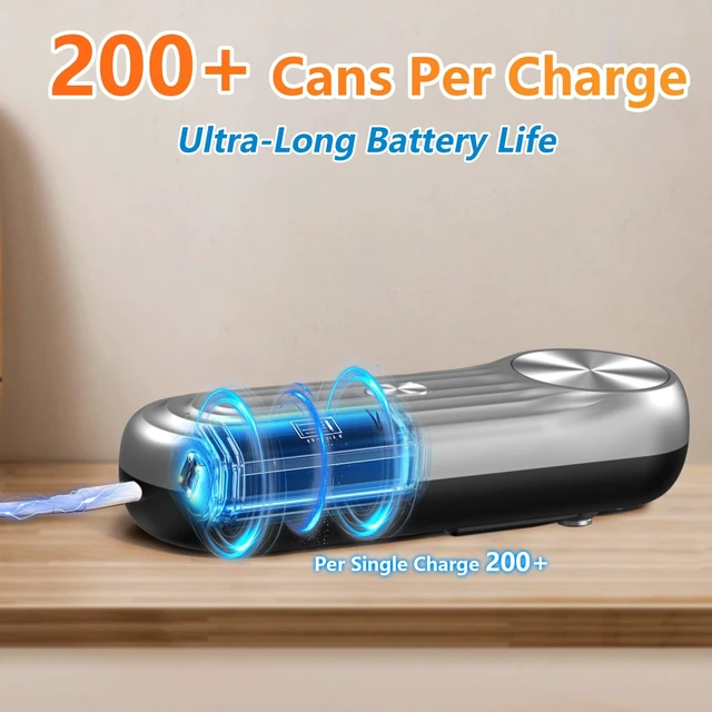Alt view image 5 of 7 - Can Opener, One Touch Automatic Can Opener for Seniors, Rechargeable Cordless Can Openers, AutoStop Smooth Edge Lid Cutter, Fits All Can Sizes, Food Safe Kitchen Gadget for Arthritis