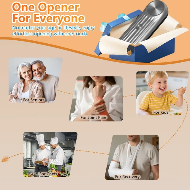 Alt view image 7 of 7 - Can Opener, One Touch Automatic Can Opener for Seniors, Rechargeable Cordless Can Openers, AutoStop Smooth Edge Lid Cutter, Fits All Can Sizes, Food Safe Kitchen Gadget for Arthritis