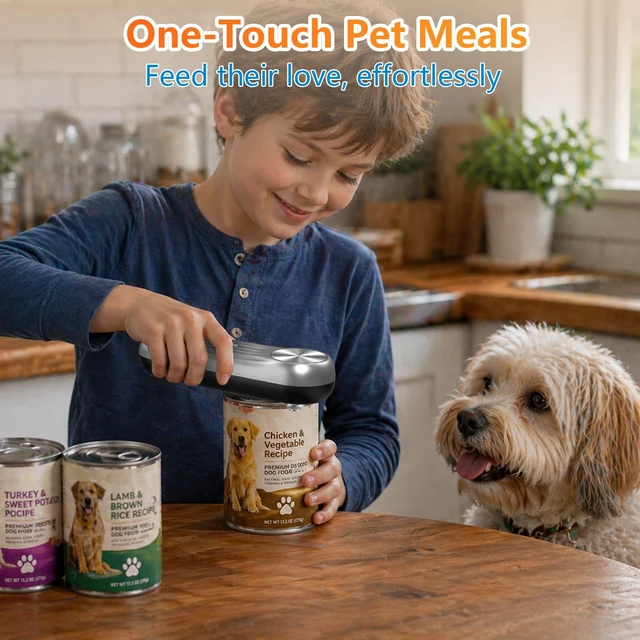 Alt view image 6 of 7 - Can Opener, One Touch Automatic Can Opener for Seniors, Rechargeable Cordless Can Openers, AutoStop Smooth Edge Lid Cutter, Fits All Can Sizes, Food Safe Kitchen Gadget for Arthritis