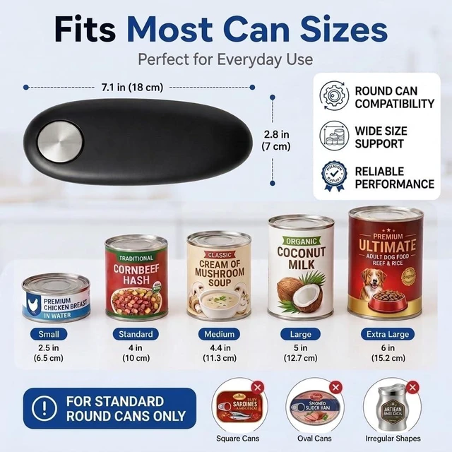 Alt view image 3 of 5 - Electric Can Opener Automatic, One Touch Operated Can Opener for Seniors with Arthritis, Fits All Can Sizes Smooth Edge Food Safe Kitchen Gadgets